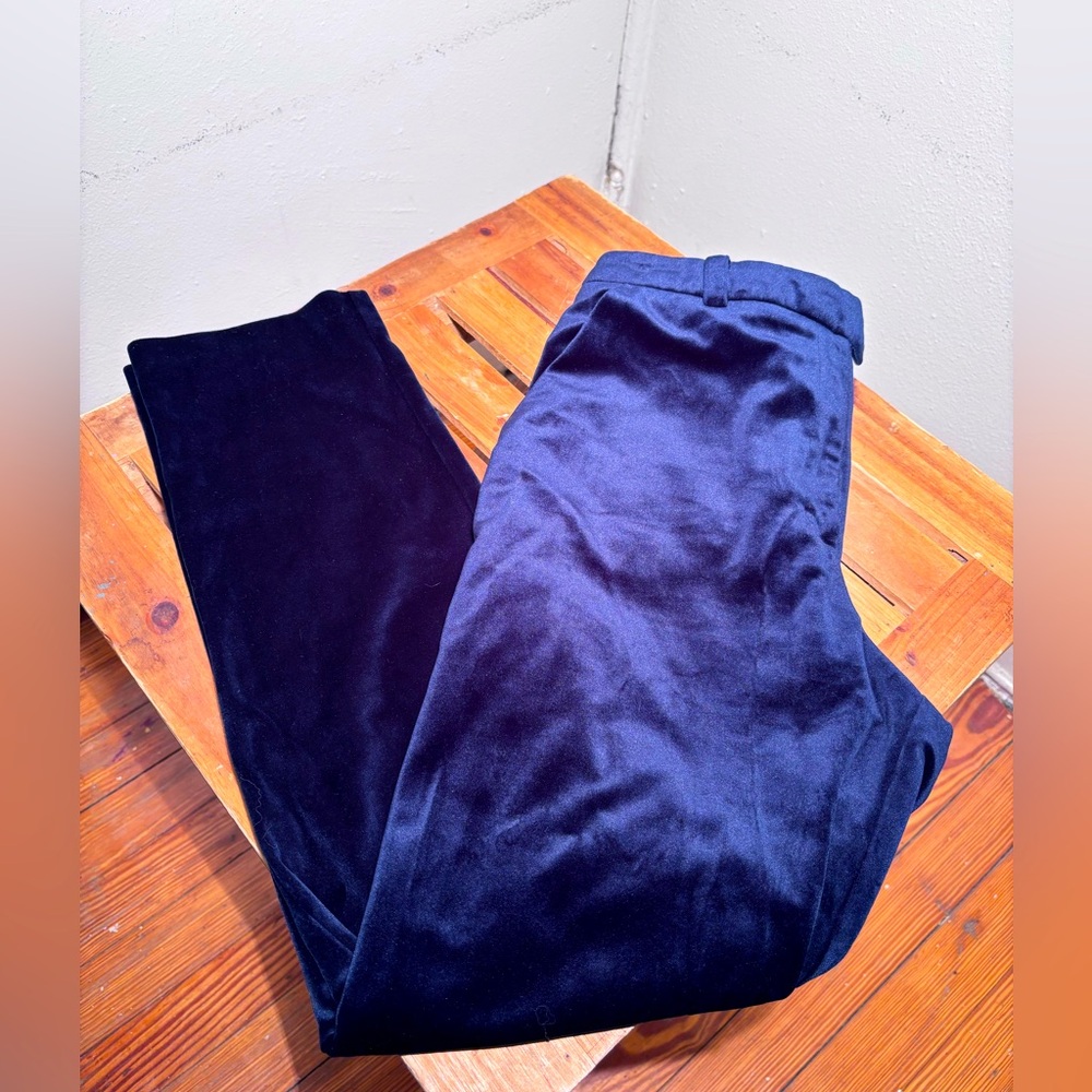 Miss Selfridge Blue Velvet Tailored Pants Sz 4